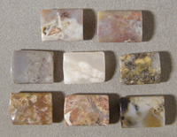 Five rectangle beads from pietersite.