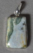Moss agate trapezoid shaped pendant.