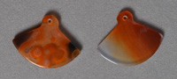 Sardonyx fan cut pendant bead pair.