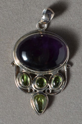 Amethyst and peridot pendant with sterling silver.