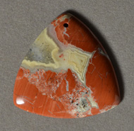 Flame jasper rounded triangle pendant bead.