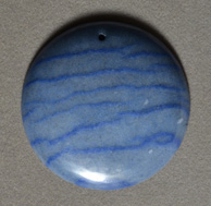Blue web jasper round pendant bead.