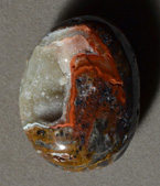 Mexican crazy lace agate oval pendant bead with druzy.