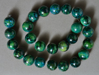 Strand of large round beads from chrysocolla.