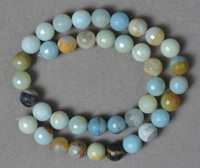 10mm faceted multi-color amazonite round beads.