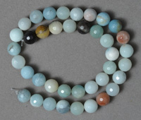 Faceted multi-color amazonite 10mm round beads.