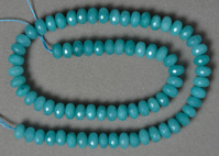 Blue green aquamarine faceted rondelle bead strand.