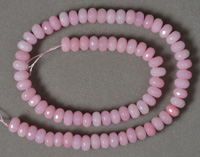 Pink jade faceted rondelle bead strand.