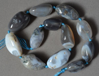 Large chalcedony agate tumbled nugget beads.