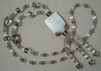 Gemstone necklace with smoky topaz, quartz and agate.