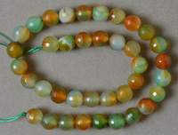 Round beads from red and green agate.