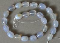 Barrel beads from blue chalcedony.