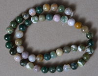 8mm round beads from multi color moss agate.