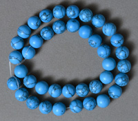 10mm round beads from blue turquoise with veins.